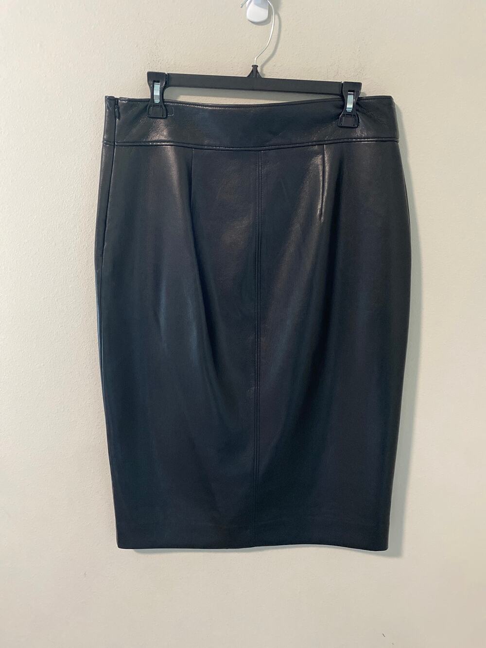 Aritzia Babaton Vegan Leather Midi Skirt with Back Slit Size 12
